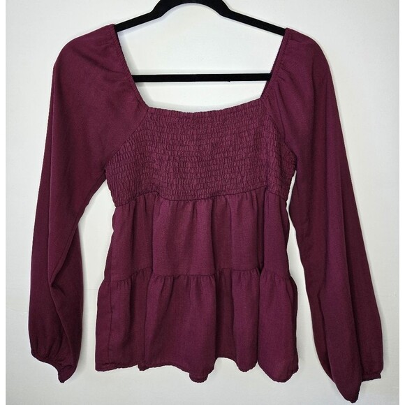 Paper Crane Cottagecore Tiered Top Smocked Chest Coquette Babydoll Blouse Size M - Picture 8 of 8